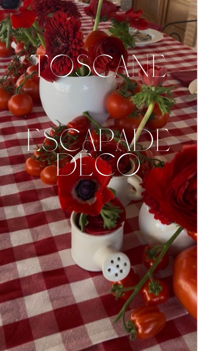 Mes Escapades déco, aujourd’hui je vous emmène en Toscane 
D’abord, ces allées de pins maritimes… cette allure libre, presque sauvage
Et là… BAM.Le rouge brique.Le rouge tomate.Chaleur immédiate. Caractère assumé.
Le vert sapin vient calmer le jeu…
Du chic avec Des lustres à pampilles qui captent la lumière comme nulle part ailleurs.De la porcelaine délicate, posée comme un héritage précieux.
Sous nos pieds…Des chaussées en briques traditionnelles, pleines d’histoire.Et partout, ces meubles en bois, bruts, vrais, intemporels.
Dehors, les vignes à perte de vue…Les oliviers… tordus, majestueux, vivants.
Et puis surtout…L’espace.La respiration.
La Toscane, c’est pas juste un lieu.C’est une leçon de déco à ciel ouvert.
Vous choisissez quoi pour chez vous ? 
#designerdebonheur #escapadedeco #italie